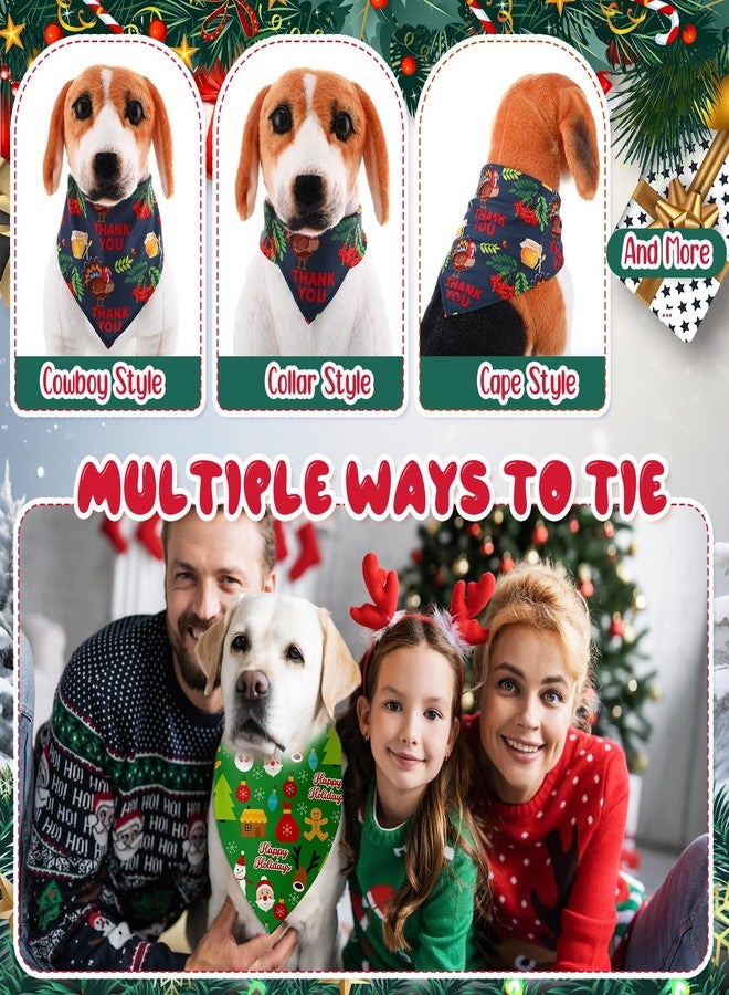 Kacctyen 300 Pcs Christmas Dog Bandanas Bulk Adjustable Winter Holiday Scarfs Washable Santa Snowman Christmas Tree Pet Bibs Pet Costume Accessories for Small Medium Large Dogs Cats Grooming Supplies - Image 4